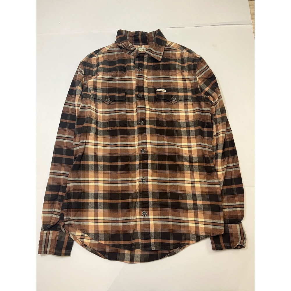 Sendero Provisions Co Flannel Shirt Mens M Brown Plaid Western Rugged